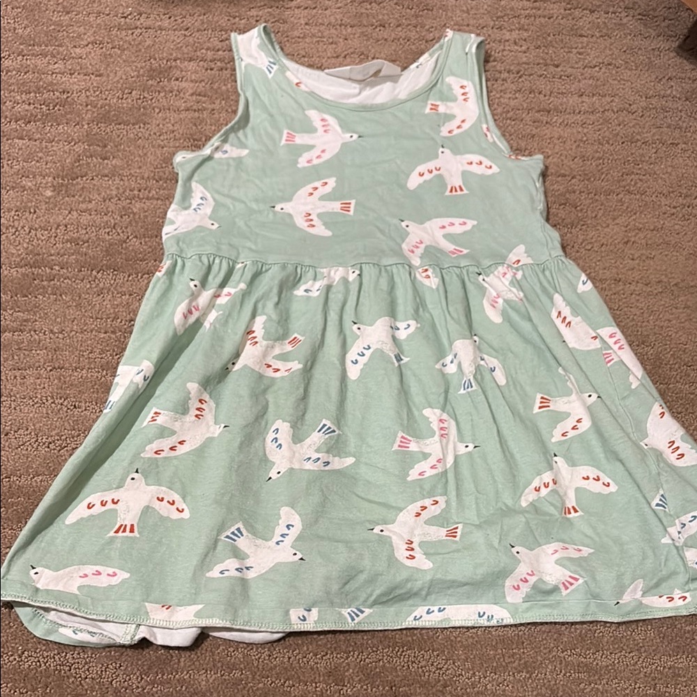 H&M Light Green Dress with Bird Design size 6-8